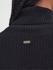 Barbour® Black 100% Cotton Rib Stitch Knitted Cape Wool Blend Jumper - Image 5 of 8