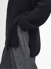 Barbour® Black 100% Cotton Rib Stitch Knitted Cape Wool Blend Jumper - Image 6 of 8