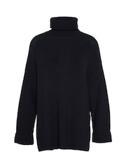 Barbour® Black 100% Cotton Rib Stitch Knitted Cape Wool Blend Jumper - Image 7 of 8