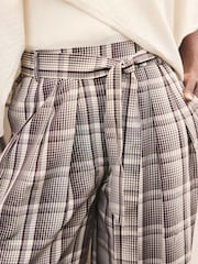 Mint Velvet Brown Check Belted Wide Leg Trousers - Image 5 of 7