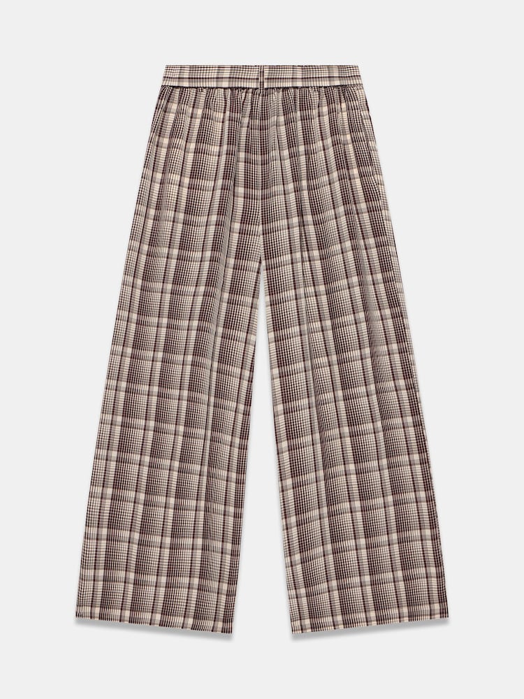 Mint Velvet Brown Check Belted Wide Leg Trousers - Image 7 of 7