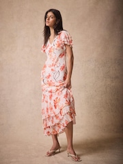 Mint Velvet Pink Floral Print Midi Dress - Image 3 of 8