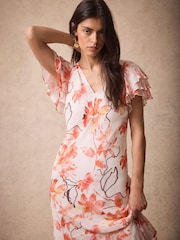 Mint Velvet Pink Floral Print Midi Dress - Image 4 of 8