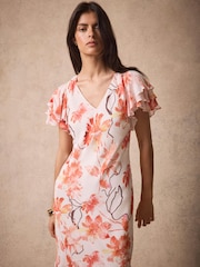 Mint Velvet Pink Floral Print Midi Dress - Image 5 of 8