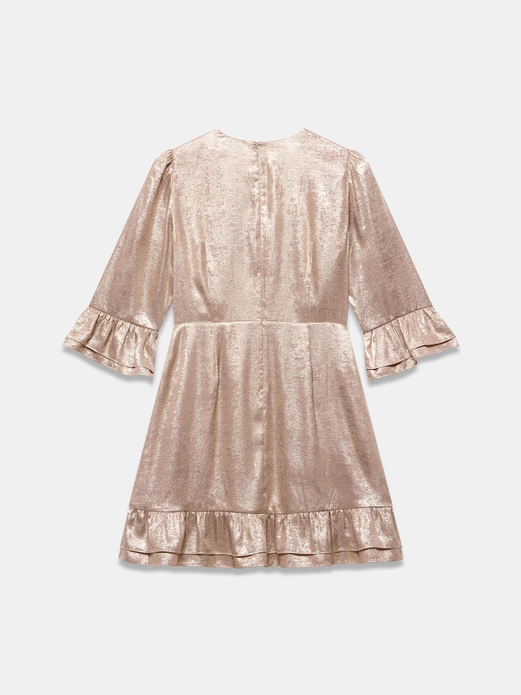 Mint Velvet Gold Metallic Ruffle Hem Mini Dress - Image 8 of 8 Mint Velvet Gold Metallic Ruffle Hem Mini Dress - Image 8 of 8