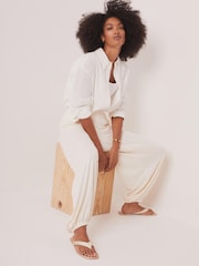 Mint Velvet White Jersey Balloon Trousers - Image 1 of 8