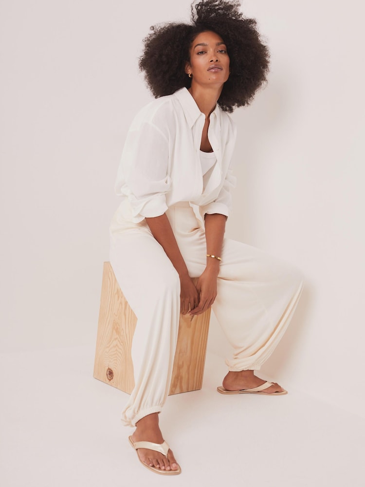 Mint Velvet White Jersey Balloon Trousers - Image 1 of 8