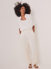 Mint Velvet White Jersey Balloon Trousers - Image 3 of 8