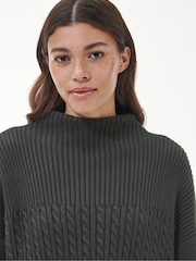 Barbour® Green 100% Cotton Stitch Guernsey Knitted Cape Jumper - Image 4 of 8