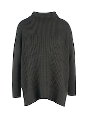 Barbour® Green 100% Cotton Stitch Guernsey Knitted Cape Jumper - Image 6 of 8