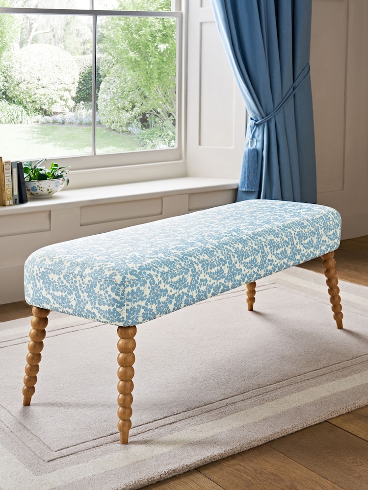 Laura Ashley Cariad Spray Newport Blue Rowe Bench - Image 1 of 6