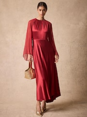 Mint Velvet Red Cape Detail Maxi Dress - Image 1 of 7