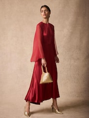 Mint Velvet Red Cape Detail Maxi Dress - Image 2 of 7