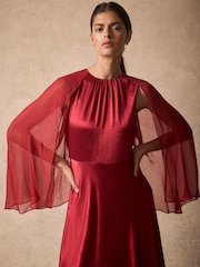 Mint Velvet Red Cape Detail Maxi Dress - Image 3 of 7