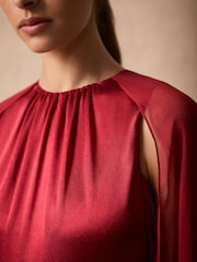 Mint Velvet Red Cape Detail Maxi Dress - Image 5 of 7