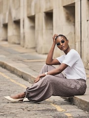 Mint Velvet Brown Checked Soft Balloon Trousers - Image 6 of 8