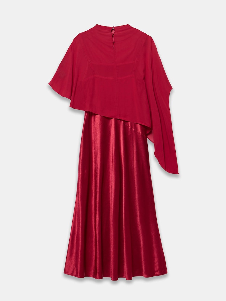 Mint Velvet Red Satin Cape Detail Maxi Dress - Image 8 of 8 Mint Velvet Red Satin Cape Detail Maxi Dress - Image 8 of 8