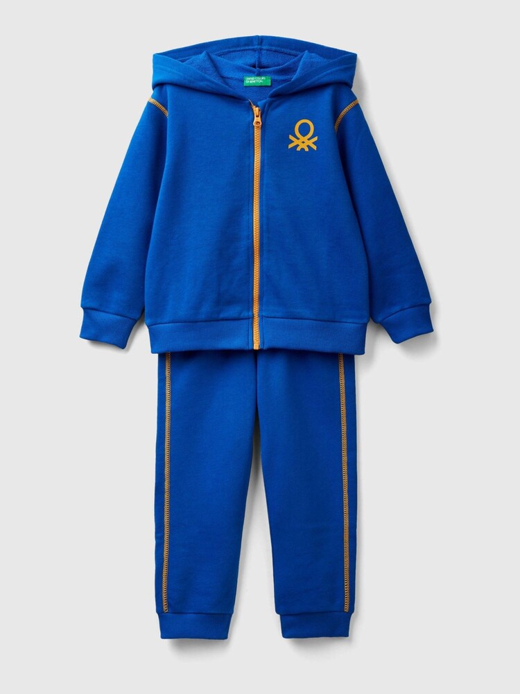 Benetton Boys Blue Contrast Zip Tracksuit Set - صورة 1 من 3