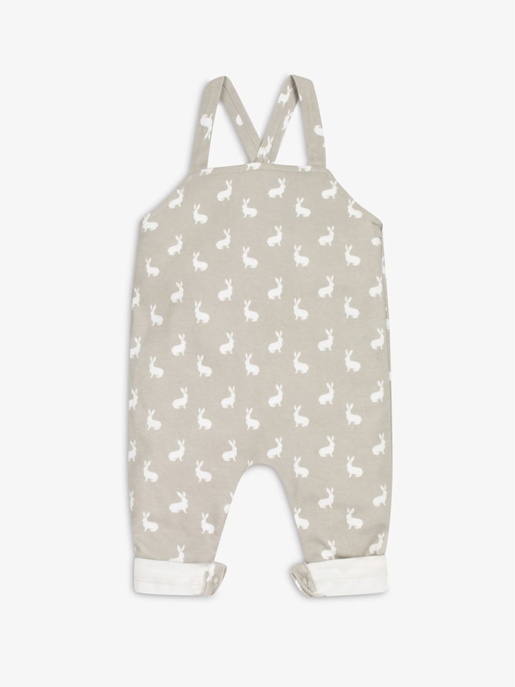 The Little Tailor Baby 100% Cotton Jersey Bunny Print Dungarees - Image 2 of 5