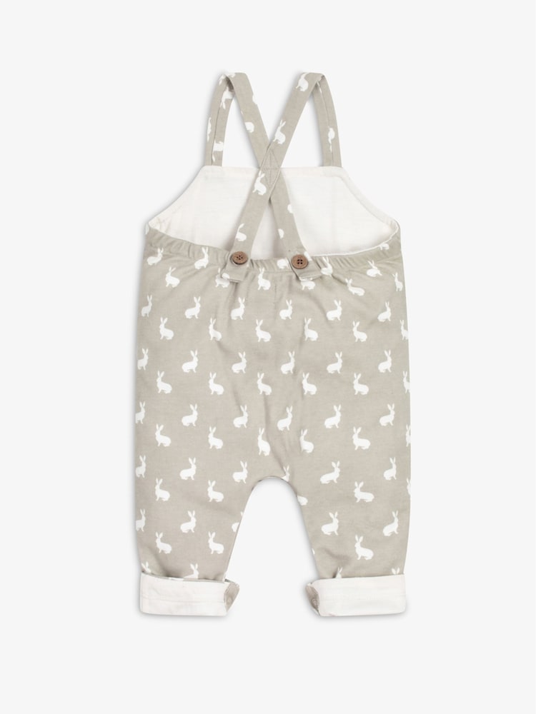 Gris - The Little Tailor Salopette Bébé 100% coton Jersey Bunny Imprimé - Image 3 of 5