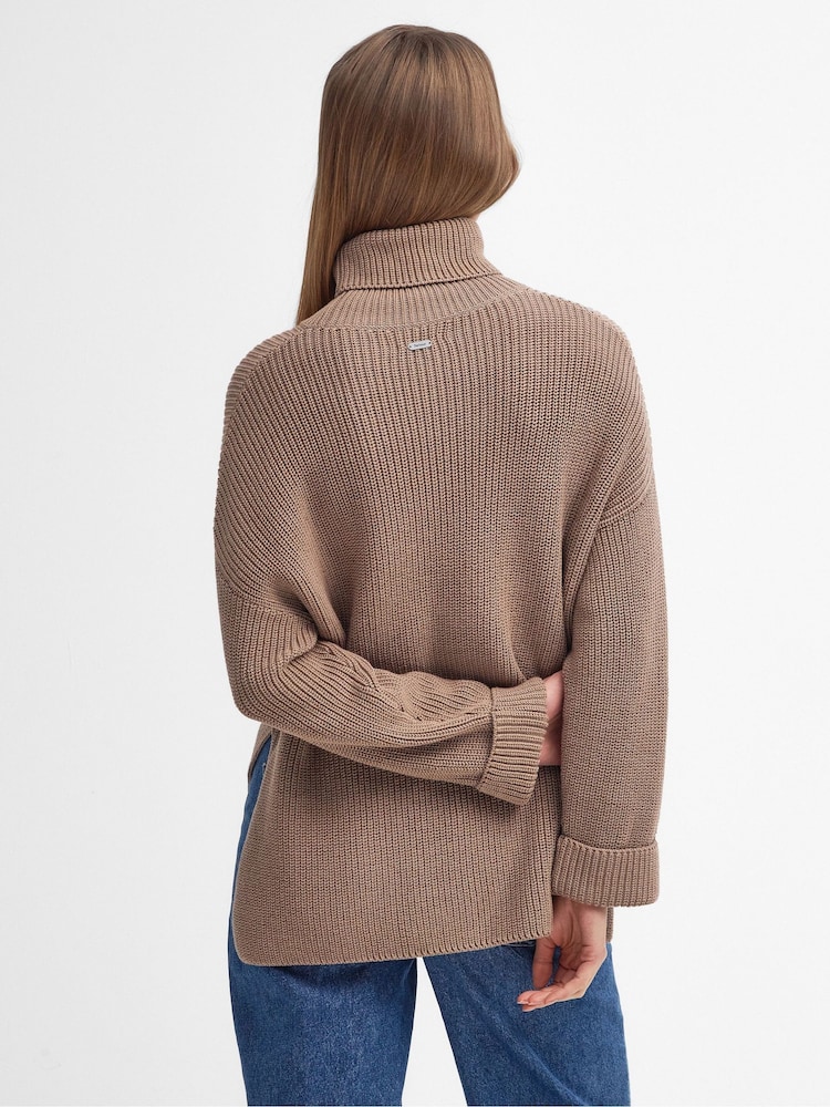 Barbour® Beige 100% Cotton Rib Stitch Knitted Cape Wool Blend Jumper - Image 2 of 7 Barbour® Beige 100% Cotton Rib Stitch Knitted Cape Wool Blend Jumper - Image 2 of 7