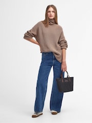 Barbour® Beige 100% Cotton Rib Stitch Knitted Cape Wool Blend Jumper - Image 3 of 7