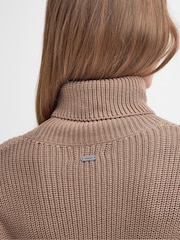 Barbour® Beige 100% Cotton Rib Stitch Knitted Cape Wool Blend Jumper - Image 5 of 7