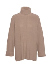 Barbour® Beige 100% Cotton Rib Stitch Knitted Cape Wool Blend Jumper - Image 6 of 7