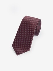 Navy Blue/Rust Brown Polka Dot Textured Tie With Tie Clips 2 Pack - Image 2 of 7