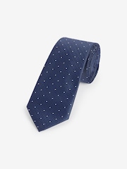 Navy Blue/Rust Brown Polka Dot Textured Tie With Tie Clips 2 Pack - Image 3 of 7