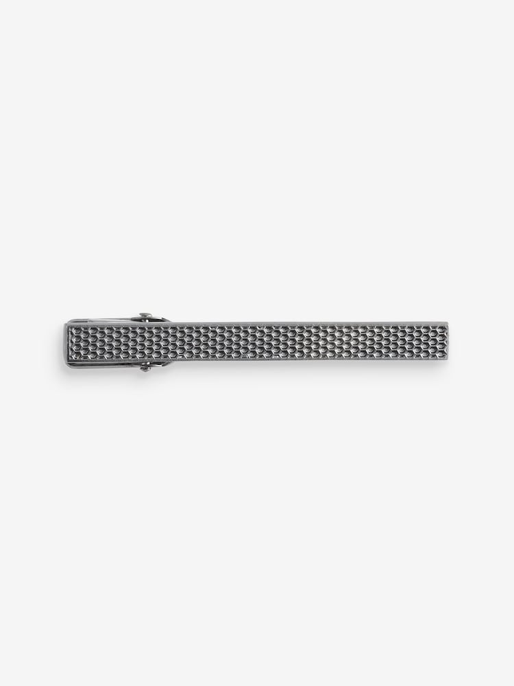 Navy Blue/Rust Brown Polka Dot Textured Tie With Tie Clips 2 Pack - Image 4 of 7
