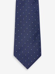 Navy Blue/Rust Brown Polka Dot Textured Tie With Tie Clips 2 Pack - Image 5 of 7