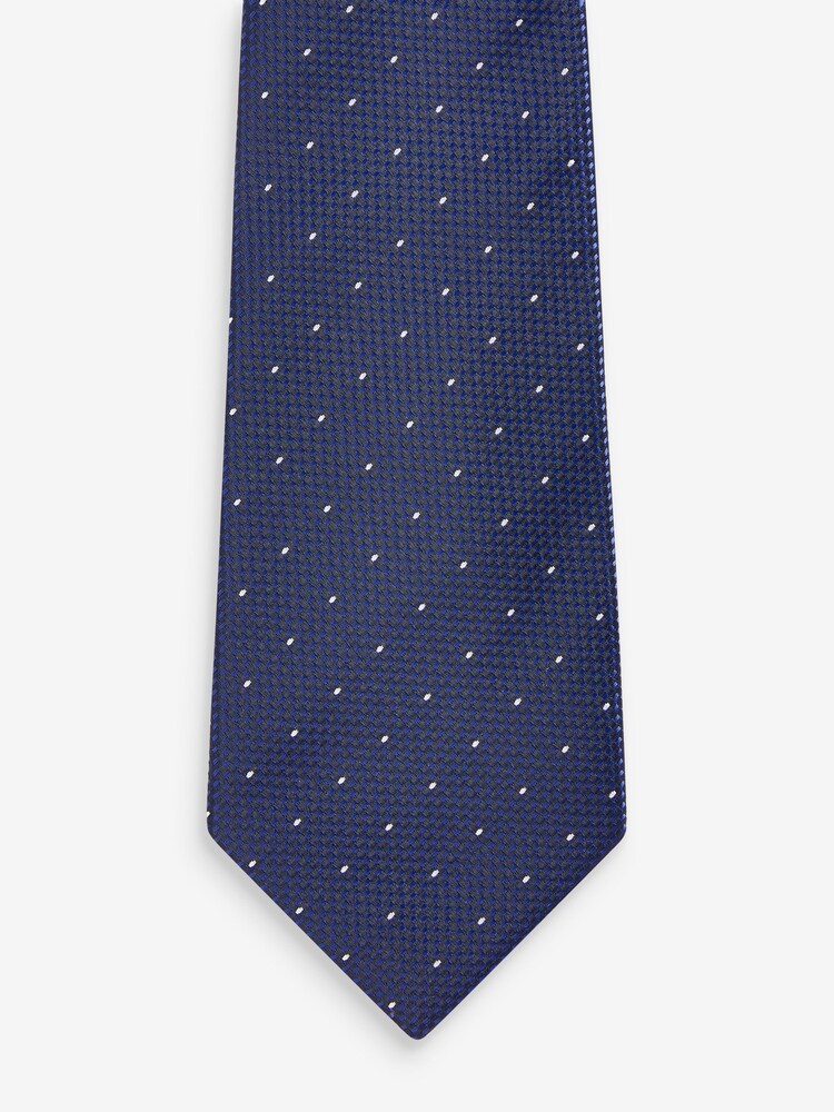 Navy Blue/Rust Brown Polka Dot Textured Tie With Tie Clips 2 Pack - Image 5 of 7