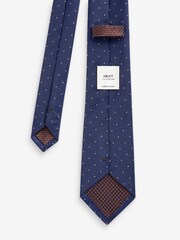 Navy Blue/Rust Brown Polka Dot Textured Tie With Tie Clips 2 Pack - Image 7 of 7