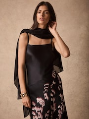 Mint Velvet Black Satin Cape Detail Maxi Dress - Image 4 of 8