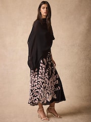 Mint Velvet Black Satin Cape Detail Maxi Dress - Image 6 of 8