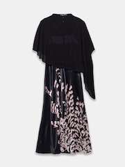 Mint Velvet Black Satin Cape Detail Maxi Dress - Image 8 of 8