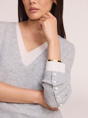 Mint Velvet Grey Layered Detail Knit Top - Image 4 of 6