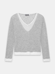 Mint Velvet Grey Layered Detail Knit Top - Image 5 of 6