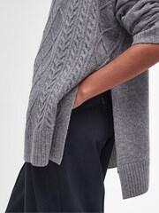 Barbour® Grey Burne Knitted Roll Neck Cape Jumper - Image 5 of 6