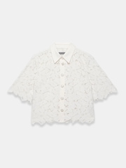 Mint Velvet White Lace Short Sleeve Cropped Shirt - Image 6 of 7