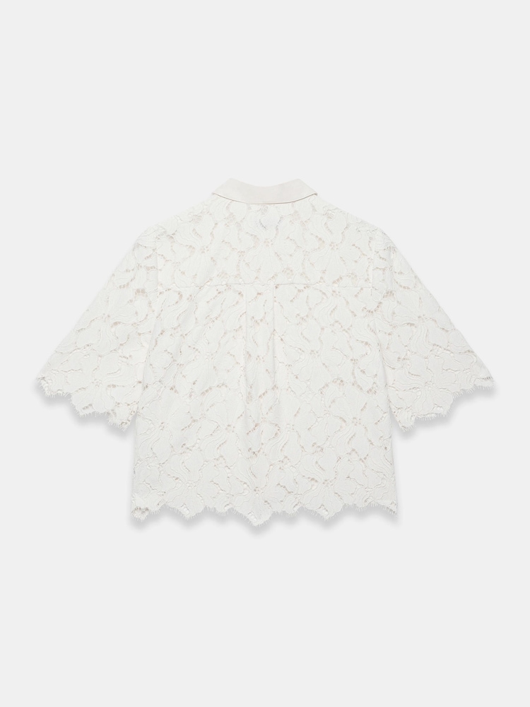 Mint Velvet White Lace Short Sleeve Cropped Shirt - Image 7 of 7 Mint Velvet White Lace Short Sleeve Cropped Shirt - Image 7 of 7