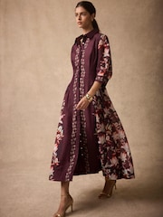 Mint Velvet Red Floral Midi Shirt Dress - Image 2 of 3