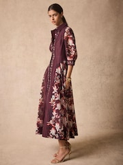 Mint Velvet Red Floral Midi Shirt Dress - Image 3 of 3