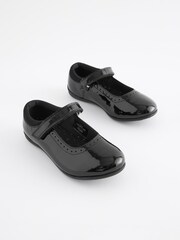 Black Patent Standard Fit (F) School Leather Mary Jane Brogues - Image 1 of 5