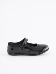Black Patent Standard Fit (F) School Leather Mary Jane Brogues - Image 2 of 5