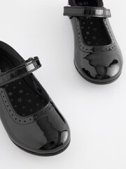 Black Patent Standard Fit (F) School Leather Mary Jane Brogues - Image 3 of 5