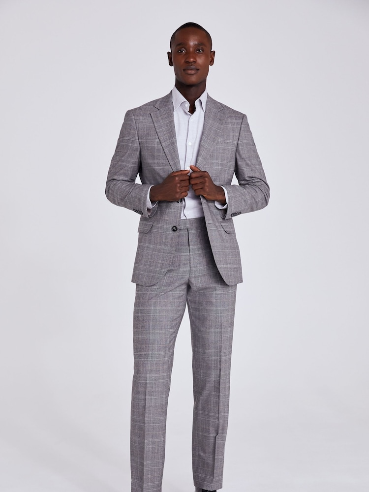 MOSS Grey Regular Fit Check Jacket - Image 1 of 5 MOSS Grey Regular Fit Check Jacket - Image 1 of 5