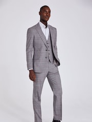 MOSS Grey Regular Fit Check Jacket - Image 4 of 5