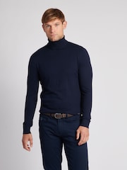 U.S. Polo Assn. Blue Mens Roll Neck Jumper - Image 1 of 8
